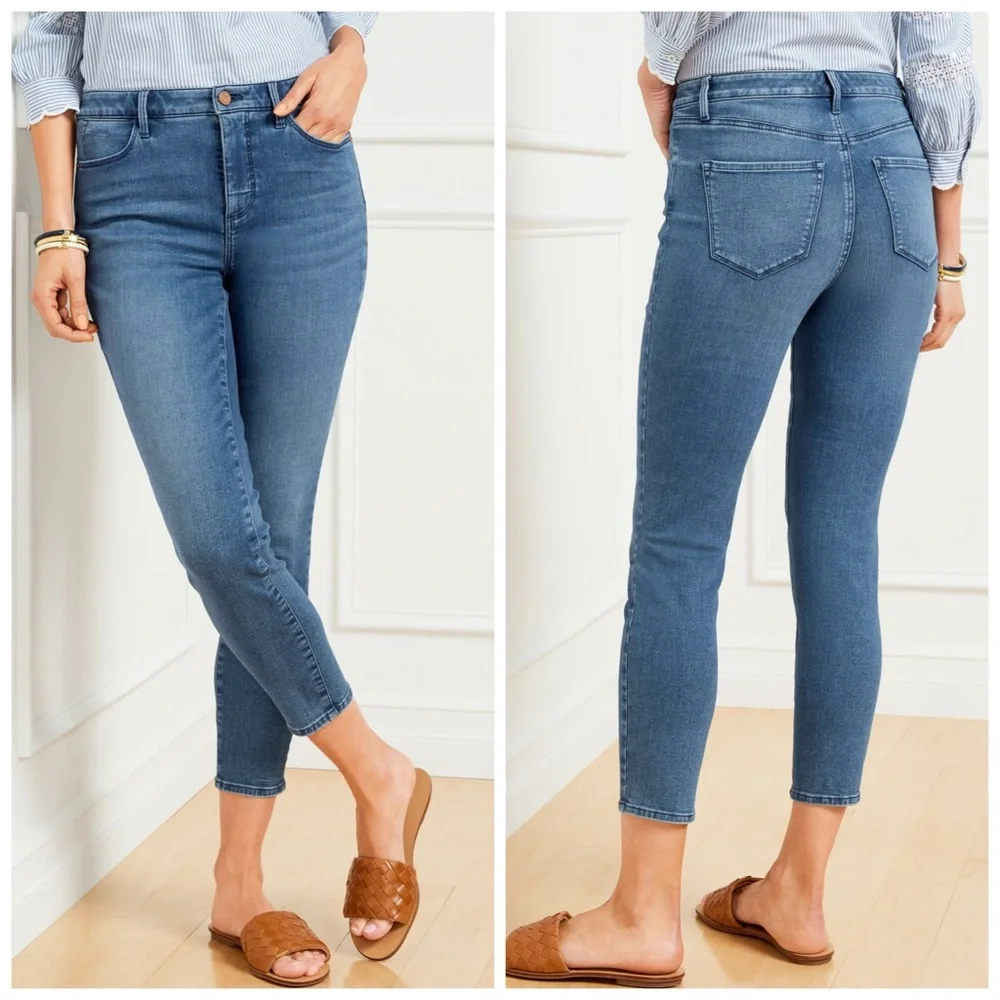 TALBOTS NWT 18 18W Jegging Crops in Neptune Wash • Cropped Denim Jeans - Picture 1 of 11